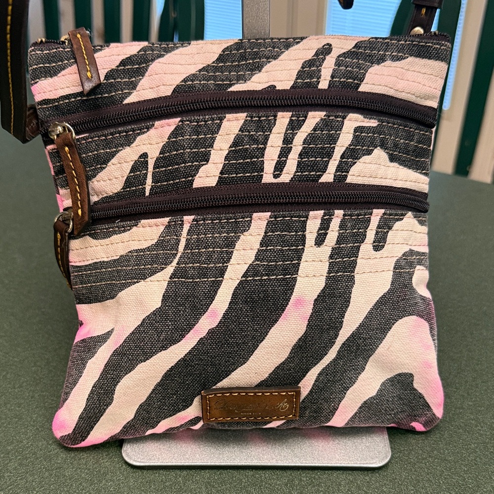 Dooney & Bourke Black and Pink Zebra Crossbody Rehab  Bag